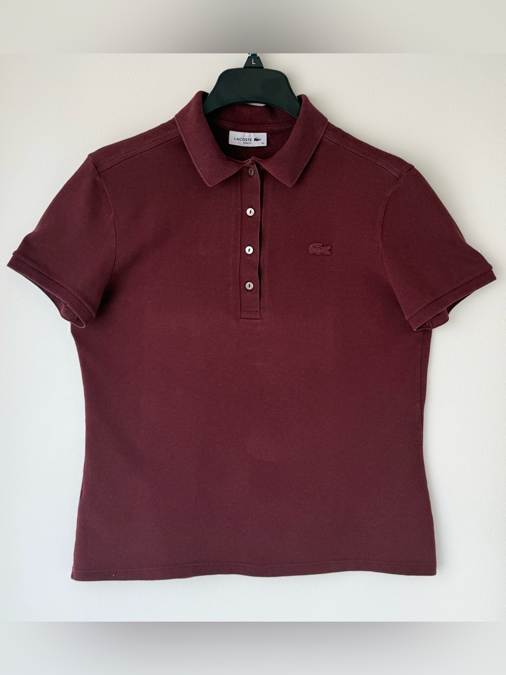 Lacoste Women’s Slim Fit Polo Burgundy Size 40
